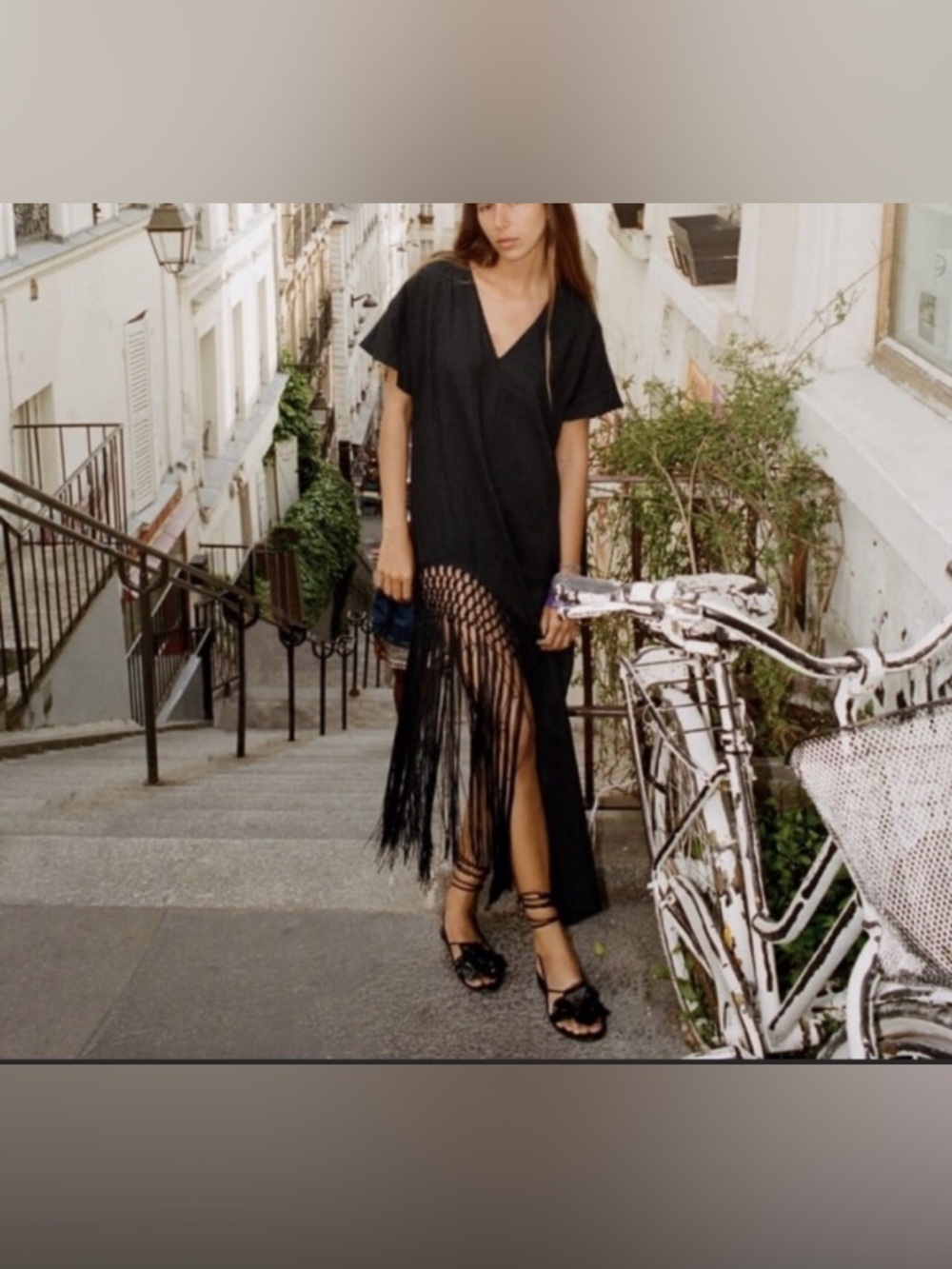 Zara Fringed Linen Tunic Dress - Picture 3 of 8